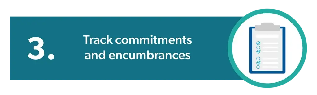 track commitments and encumbrances text with icon