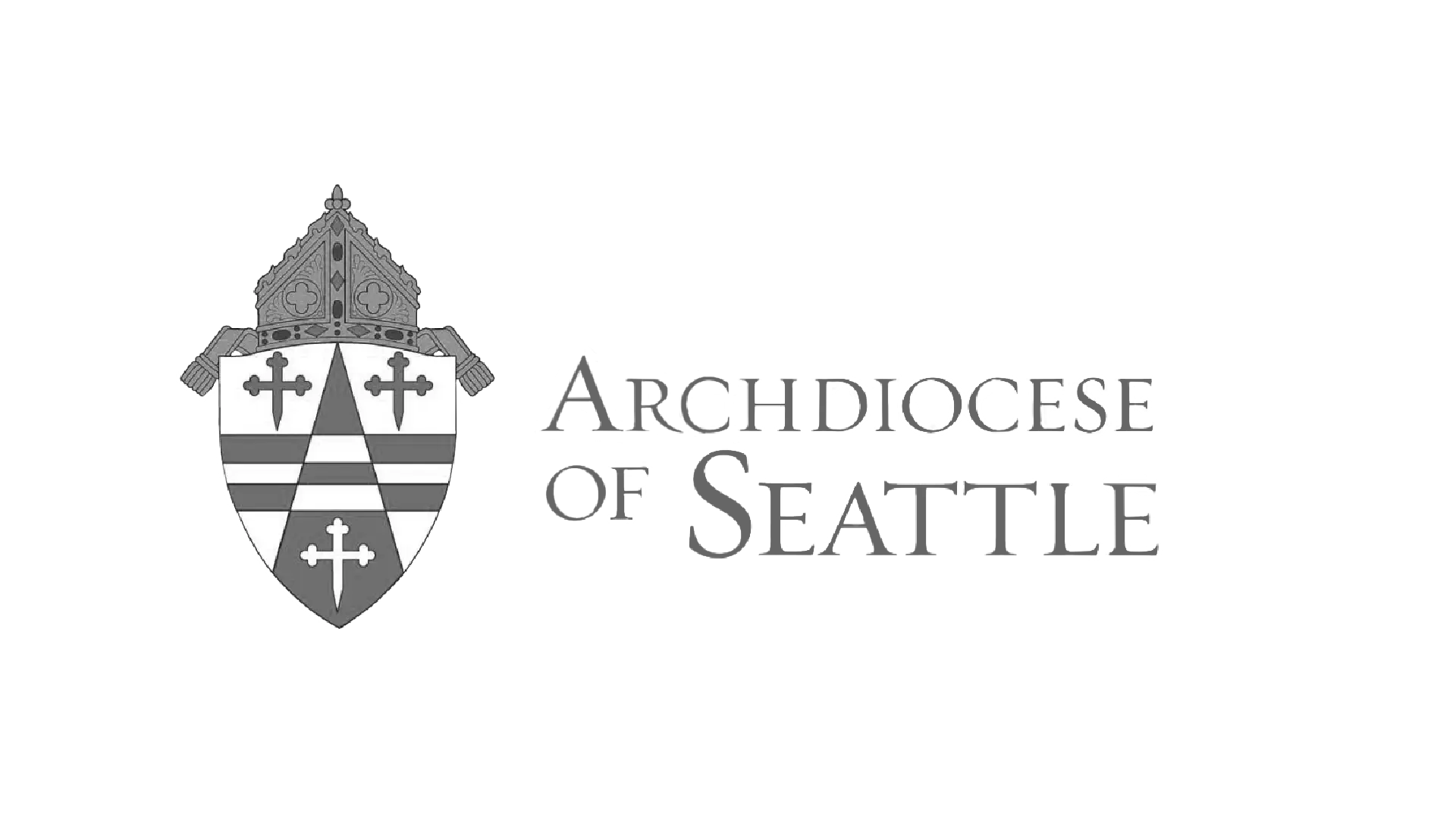 Archdiocese of Seattle text with a crest in gray