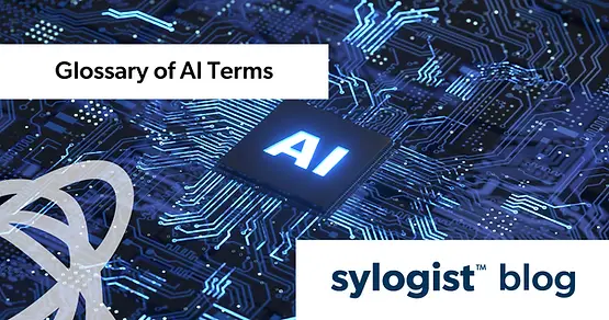 Image of a data chip with the letters "AI" with the sylogist blog logo on top