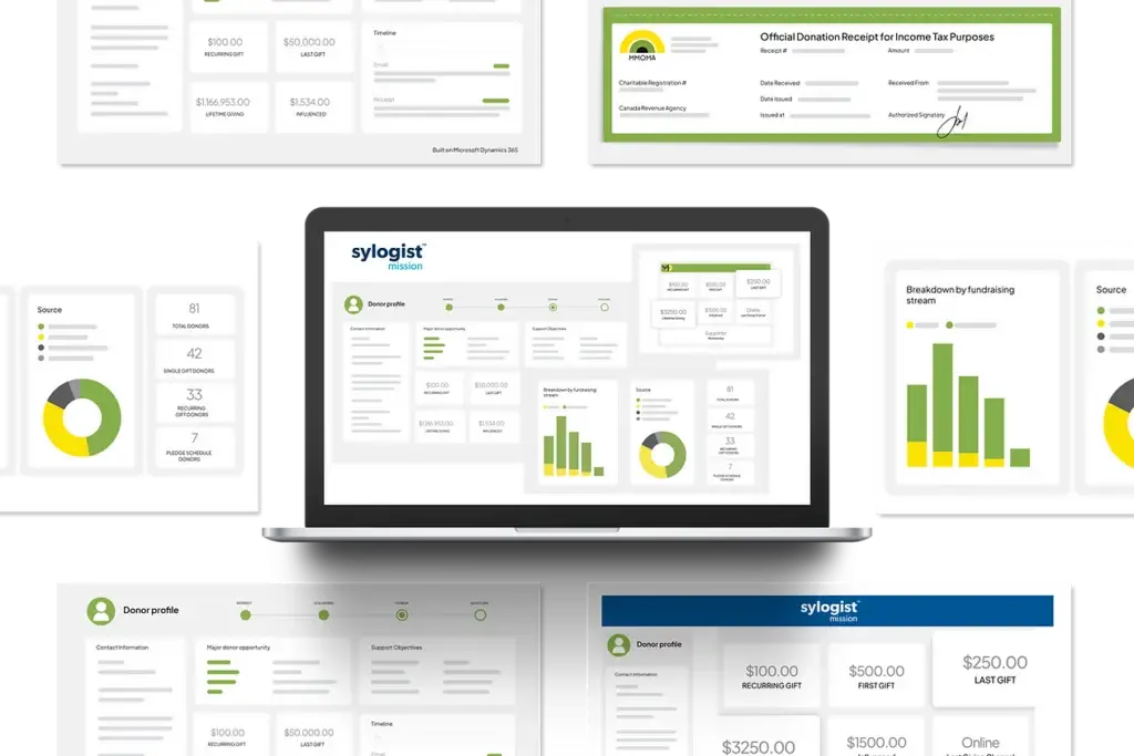 SylogistMission Donor View mockups