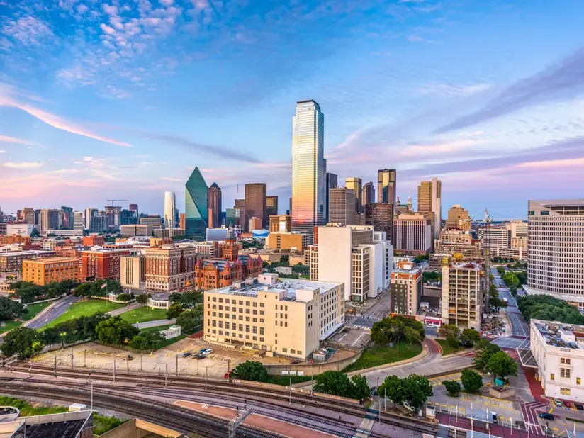 image from the sky overlooking a city