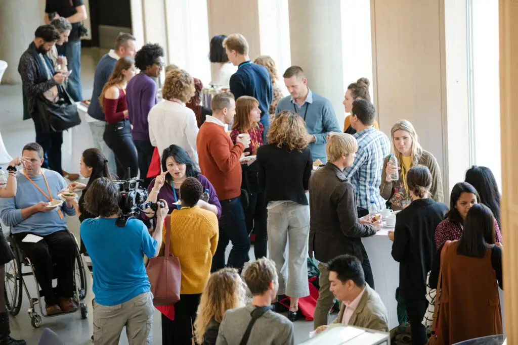 People talking during conference break