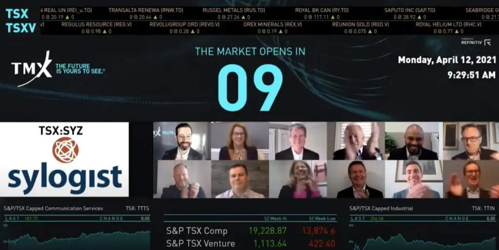 Image of a group of team members waiting on the market to open through a online meeting