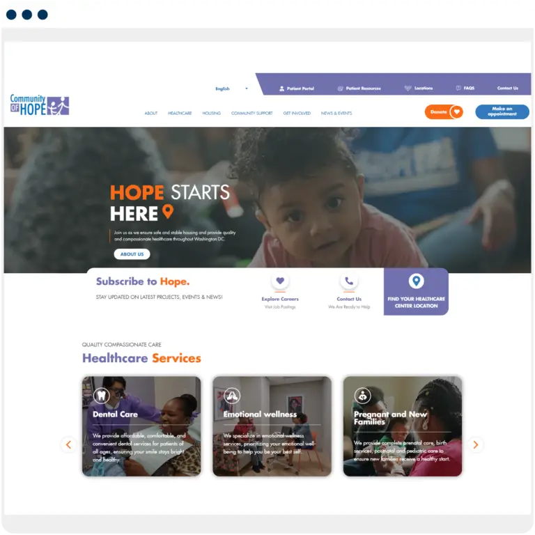 Community of Hope website screenshot