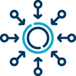 Centralized data source icon dark blue and teal