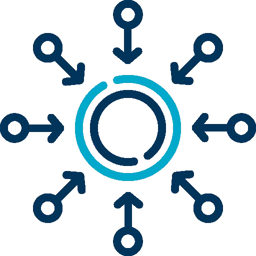 Centralized data source icon dark blue and teal