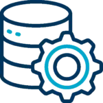 Data management icon dark blue and teal