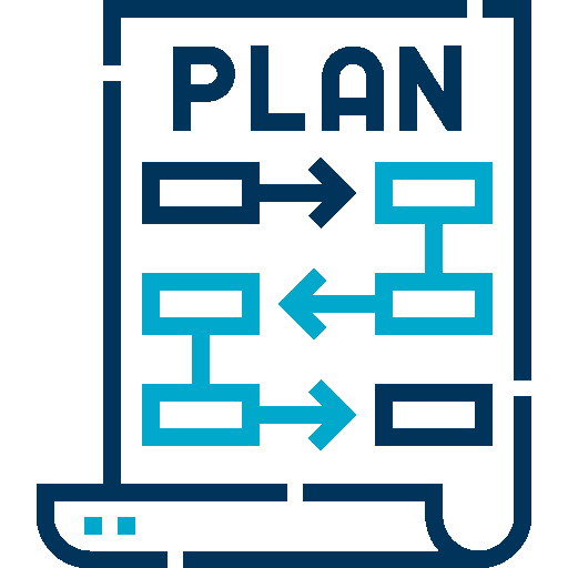 Planning icon dark blue and teal