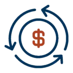 Money transfer icon dark blue and red