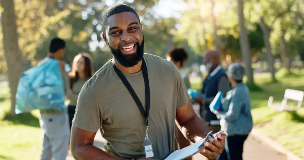 Man holding clipboard