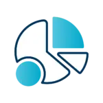 Pie chart icon dark blue and teal