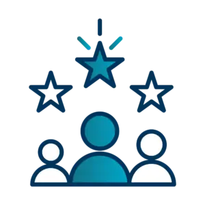 Three stars rating icon dark blue and teal gradient