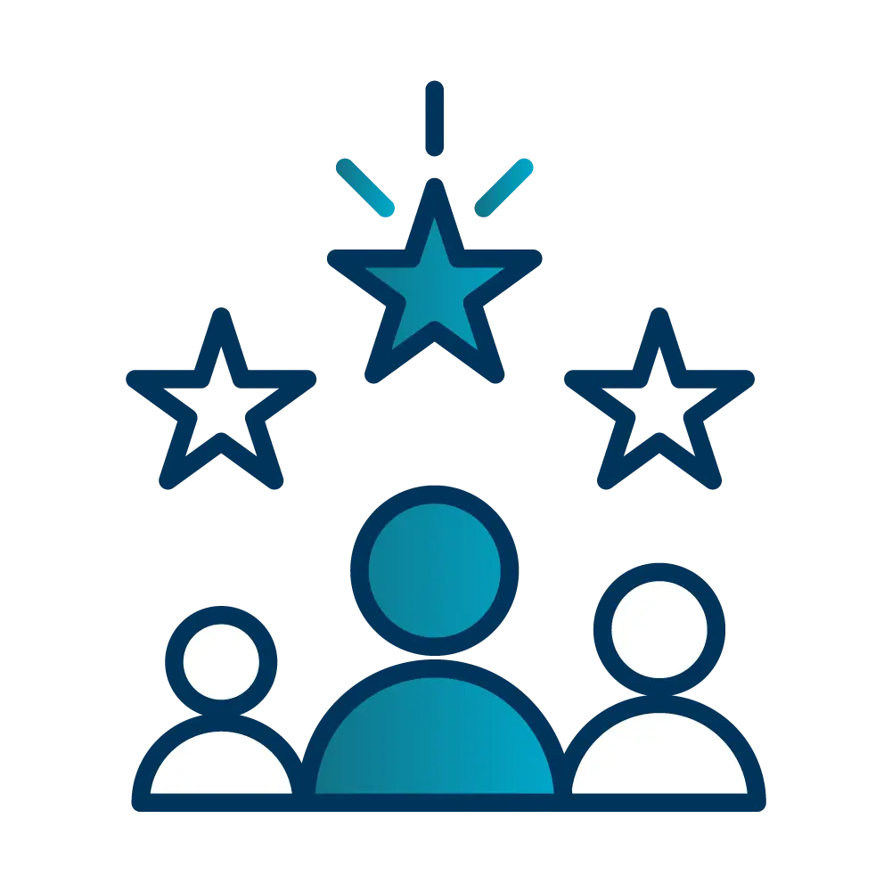 Three stars rating icon dark blue and teal gradient